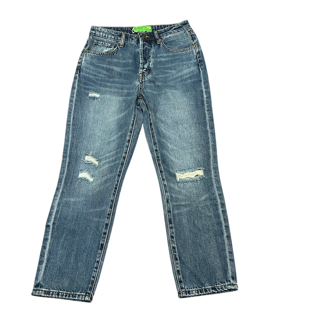 SR Sandrine Rose The Virgin Label Distressed Straight‎ Leg Jeans Indigo Size 27